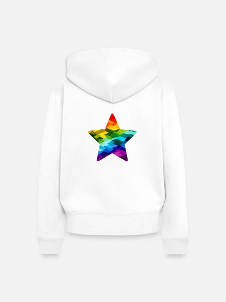 Regenbogen-Mosaikstern - Frauen Premium Bio Zip Hoodie - Weiß