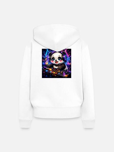 DJ Panda – Beat Mode ON 🎧🐼 - Frauen Premium Bio Zip Hoodie - Weiß