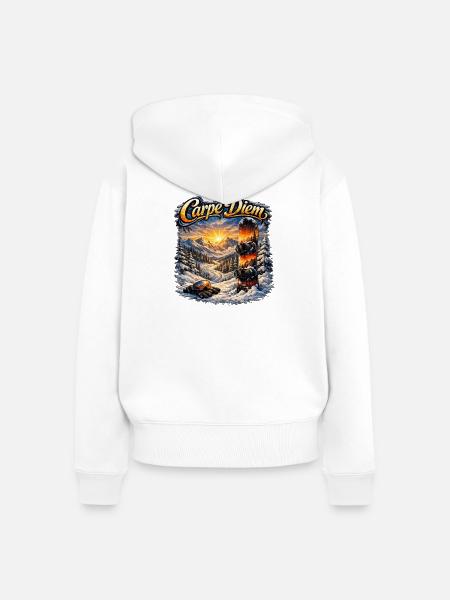 Carpe Diem Wintersport Szene - Frauen Premium Bio Zip Hoodie - Weiß