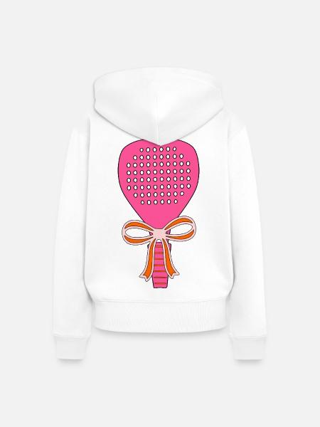 Padel Schläger Geschenk - Frauen Premium Bio Zip Hoodie - Weiß