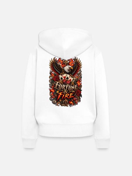 Fortune & Fire - Frauen Premium Bio Zip Hoodie - Weiß