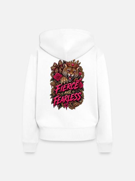 Wild und furchtlos - Frauen Premium Bio Zip Hoodie - Weiß
