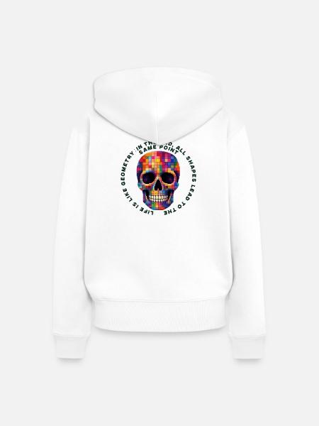 Bunter Patchwork Schädel - Frauen Premium Bio Zip Hoodie - Weiß