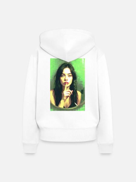 pssst III - Frauen Premium Bio Zip Hoodie - Weiß