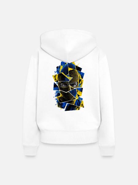 Balaclava_gul_blaa - Frauen Premium Bio Zip Hoodie - Weiß