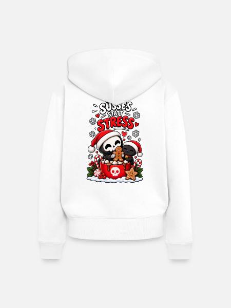 Süßes statt Stress Weihnachten - Frauen Premium Bio Zip Hoodie - Weiß