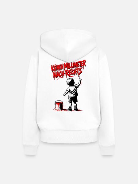 Keinen Millimeter nach Rechts – Gegen Nazis - Frauen Premium Bio Zip Hoodie - Weiß