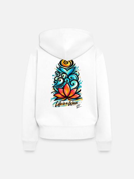 Lotuswelle - Frauen Premium Bio Zip Hoodie - Weiß