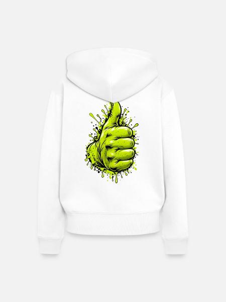 Neon Grüner Daumen Graffiti - Frauen Premium Bio Zip Hoodie - Weiß