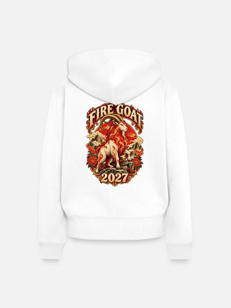 Feuerbock 2027 Retro Chinesisches Tierkreis - Frauen Premium Bio Zip Hoodie - Weiß