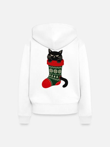 Weihnachtsmuffel Weihnachtskatze Schwarze Katze - Frauen Premium Bio Zip Hoodie - Weiß
