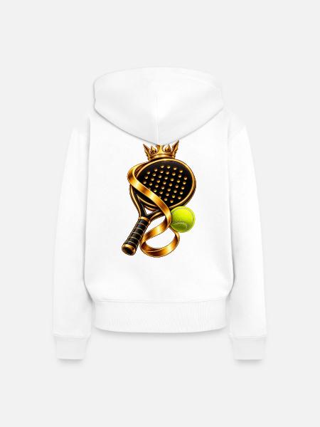 Goldene Padel Krone Design - Frauen Premium Bio Zip Hoodie - Weiß
