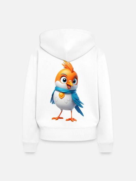 Bunter Vogel mit Schal – Cartoon-Design - Frauen Premium Bio Zip Hoodie - Weiß