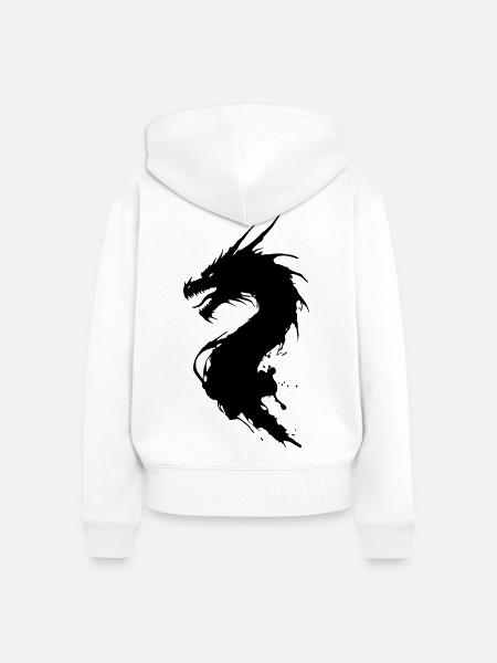Schwarzer Drachen - Frauen Premium Bio Zip Hoodie - Weiß
