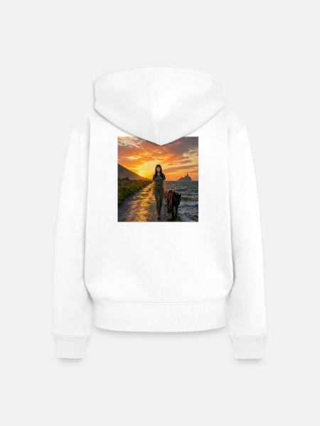 Beißer mit Panther - Frauen Premium Bio Zip Hoodie - Weiß
