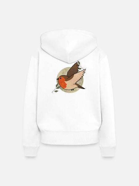 Aquarell Robin auf Kreis - Frauen Premium Bio Zip Hoodie - Weiß