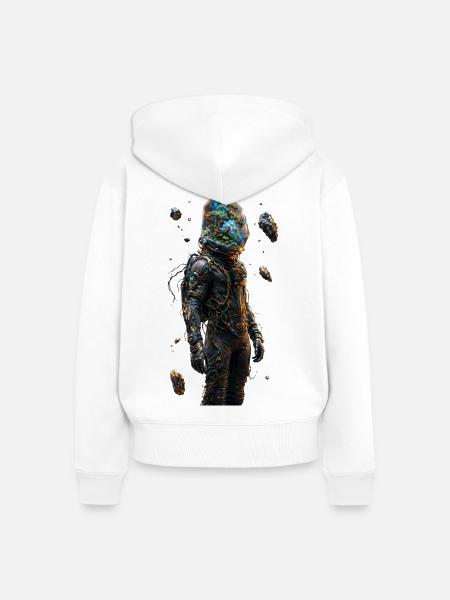 Indoor-Wald-Weltraumhelm - Frauen Premium Bio Zip Hoodie - Weiß