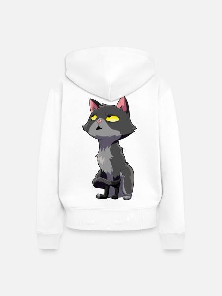 Katze Augenrollen Humor - Frauen Premium Bio Zip Hoodie - Weiß