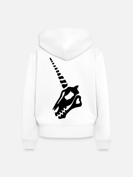 Schwarzes Einhorn Schädel - Frauen Premium Bio Zip Hoodie - Weiß