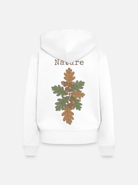 Eichenzweig Eicheln Eichenblatt Nature - Frauen Premium Bio Zip Hoodie - Weiß