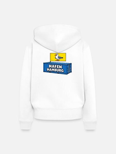 Hafen Hamburg Cartoon Container - Frauen Premium Bio Zip Hoodie - Weiß