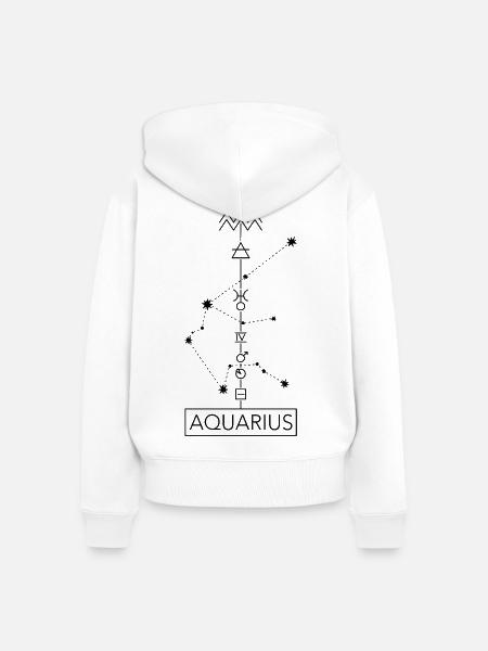 Aquarius - Wassermann Sternzeichen - schwarz - Frauen Premium Bio Zip Hoodie - Weiß