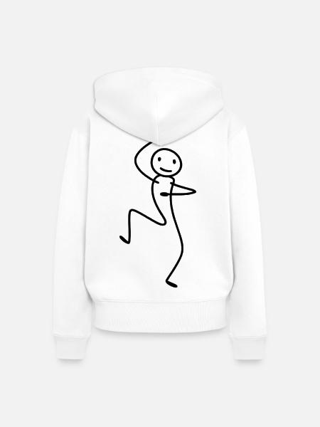 Tanzende Strichfigur – Minimal Lineart - Frauen Premium Bio Zip Hoodie - Weiß