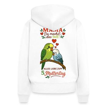 5. Muttertag - Frauen Premium Bio Zip Hoodie - Weiß - Hinten - AI Model Female 172 light (172cm)