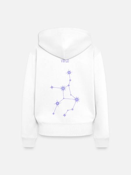 Jungfrau Sternzeichen Sternbild Pastel Lila - Frauen Premium Bio Zip Hoodie - Weiß