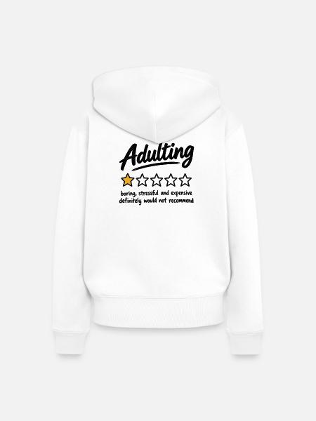 Erwachsenwerden Humorstern-Bewertung - Frauen Premium Bio Zip Hoodie - Weiß