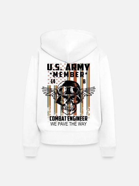 US Army Kampf Techniker - Frauen Premium Bio Zip Hoodie - Weiß