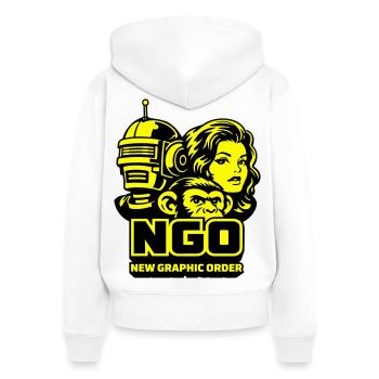 NGO Neon Pop Retro Portraits - Frauen Premium Bio Zip Hoodie - Weiß - Hinten - AI Model Female 172 light (172cm)