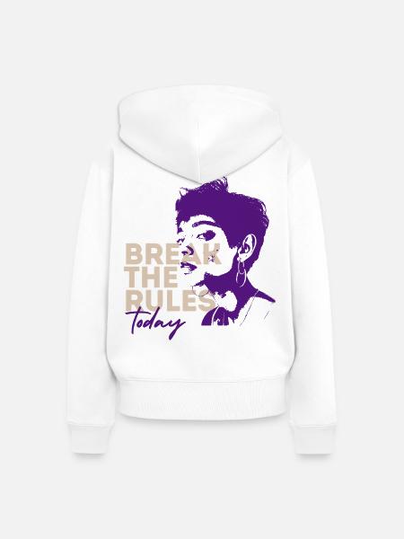 Heute die Regeln brechen - Frauen Premium Bio Zip Hoodie - Weiß