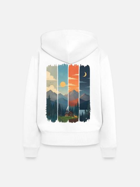 Horizonte in vier Gebirgstafeln - Frauen Premium Bio Zip Hoodie - Weiß
