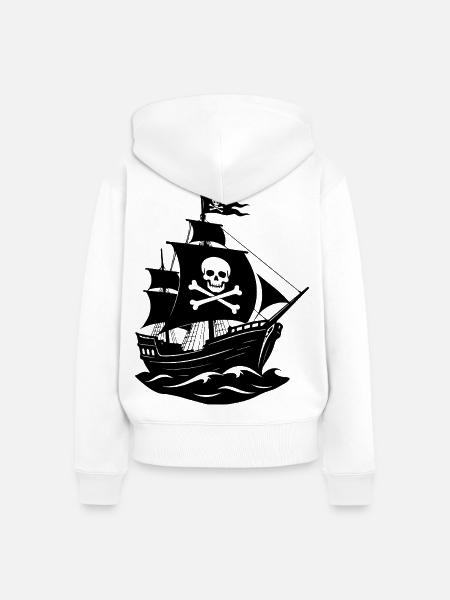 Piratenschiff - Frauen Premium Bio Zip Hoodie - Weiß