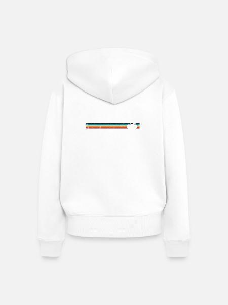 Retro-Fahrrad auf Rainbow Stripes - Frauen Premium Bio Zip Hoodie - Weiß