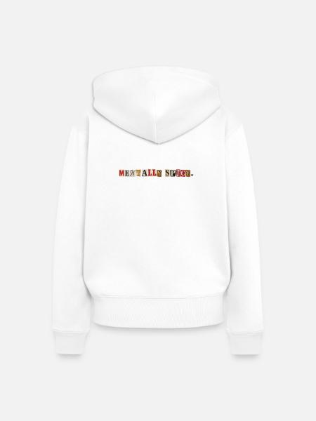Mentally Spicy Zeitungsschnipsel Statement - Frauen Premium Bio Zip Hoodie - Weiß