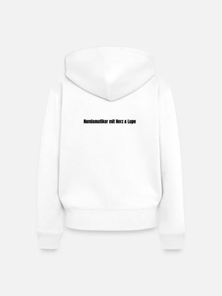 Numismatiker mit Herz & Lupe  - Frauen Premium Bio Zip Hoodie - Weiß