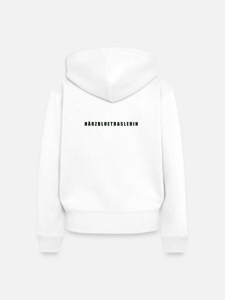 Härzbluetbaslerin Kanton Basel - Frauen Premium Bio Zip Hoodie - Weiß