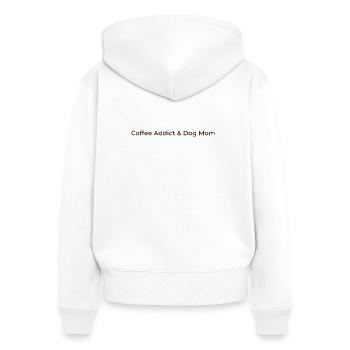 Kaffee süchtig & Hunde Mamma – Retro Typo Design - Frauen Premium Bio Zip Hoodie - Weiß - Hinten - AI Model Female 172 light (172cm)
