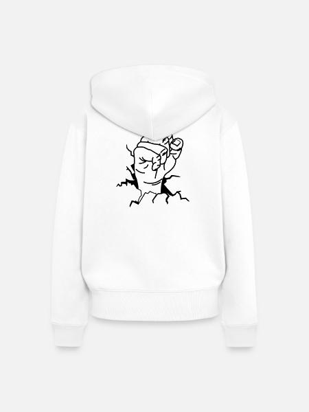 FIST BURSTING - Frauen Premium Bio Zip Hoodie - Weiß