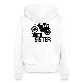 Biker Sister Motorrad Motorradfahrer Geschenk - Frauen Premium Bio Zip Hoodie - Weiß - Hinten - AI Model Female 172 light (172cm)