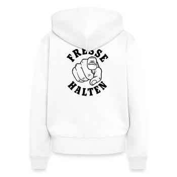 Fresse halten - Frauen Premium Bio Zip Hoodie - Weiß - Hinten - AI Model Female 172 light (172cm)
