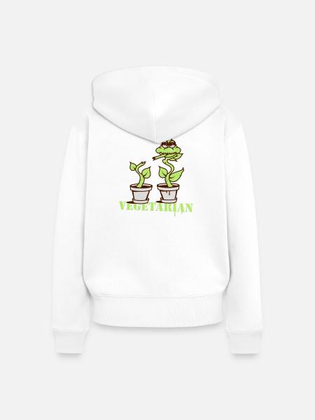Fleischfressende Pflanze wird zum Vegetarier - Frauen Premium Bio Zip Hoodie - Weiß