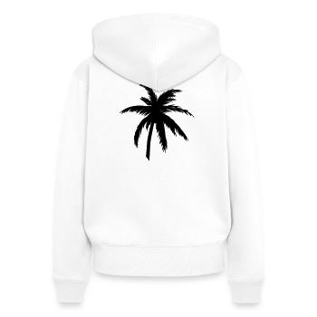 Silhouette de palmier noir – Style tropical - Sweat à capuche zippé Premium bio Femme - blanc - Dos - AI Model Female 172 light (172cm)