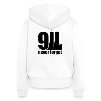 never forget 9/11 - Frauen Premium Bio Zip Hoodie - Weiß - Hinten - AI Model Female 172 light (172cm)