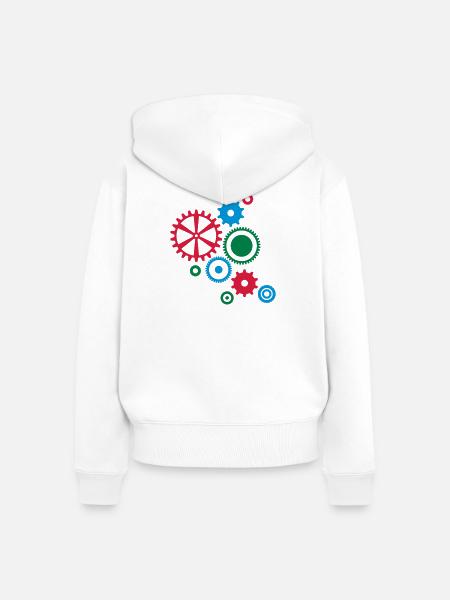 Neun Zahnräder - Frauen Premium Bio Zip Hoodie - Weiß