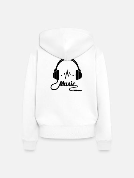 Ohrhörer Musik! - Frauen Premium Bio Zip Hoodie - Weiß