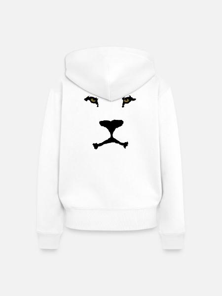 Löwen Gesicht - Frauen Premium Bio Zip Hoodie - Weiß