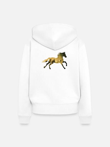 Herde im Galopp Silhouette - Frauen Premium Bio Zip Hoodie - Weiß